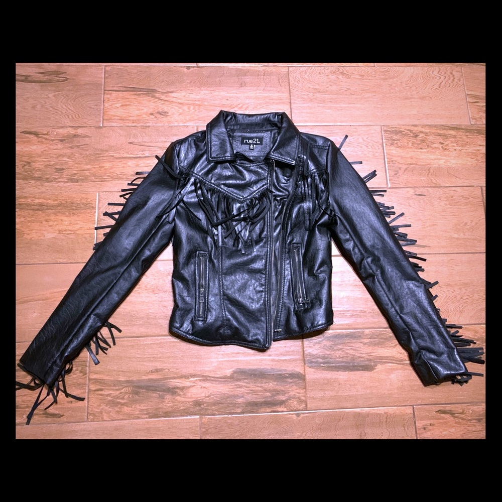 Black Leather Fringe jacket